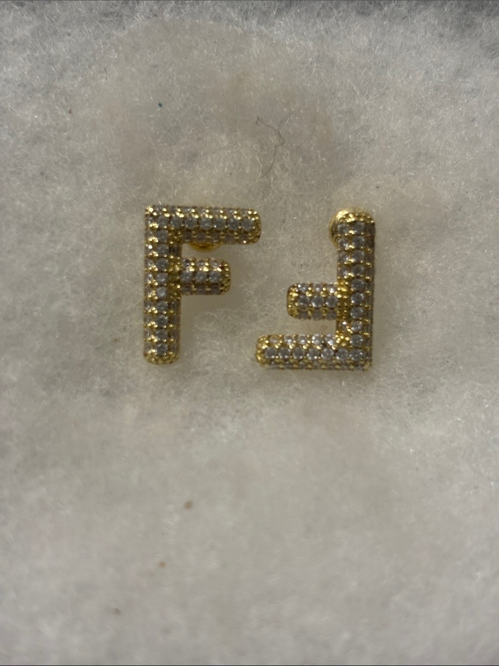 Fendi Gold & Diamond  Stud Earrings